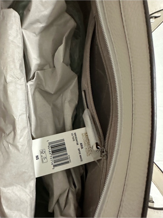 Michael Kors Aria Large Shoulder Optic White One Size  Michael Kors Aria Large Pebble Leather Tote , Shoulder Bag, Off White